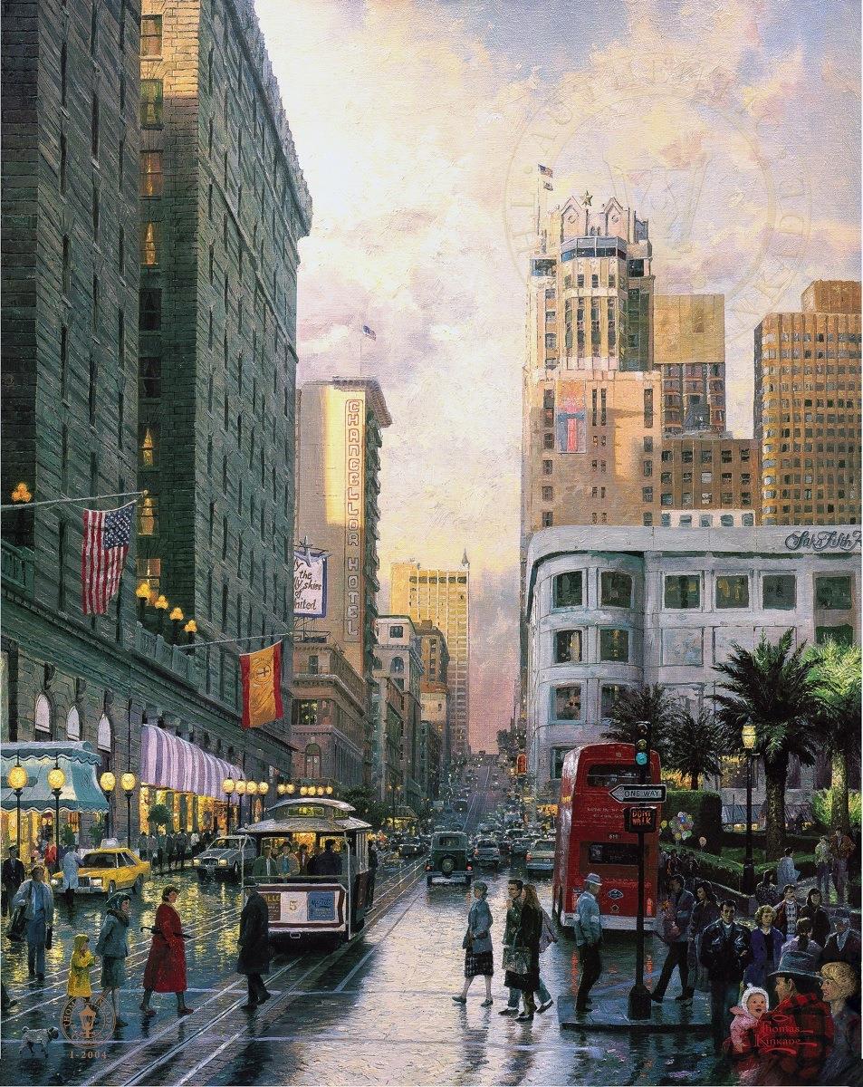 San Francisco Late Afternoon at Union Square Thomas Kinkade Oil Paintings